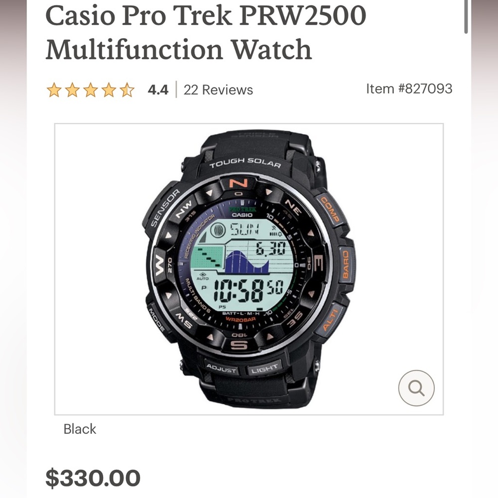 Casio Protek 2500 solar powered watch